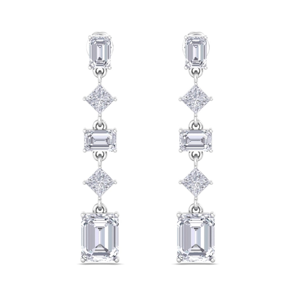Sage Mixed Cut Dangle Drop Earrings In Silver - 925 Sterling Silver. Combining different gemstone cuts to create a unique and...