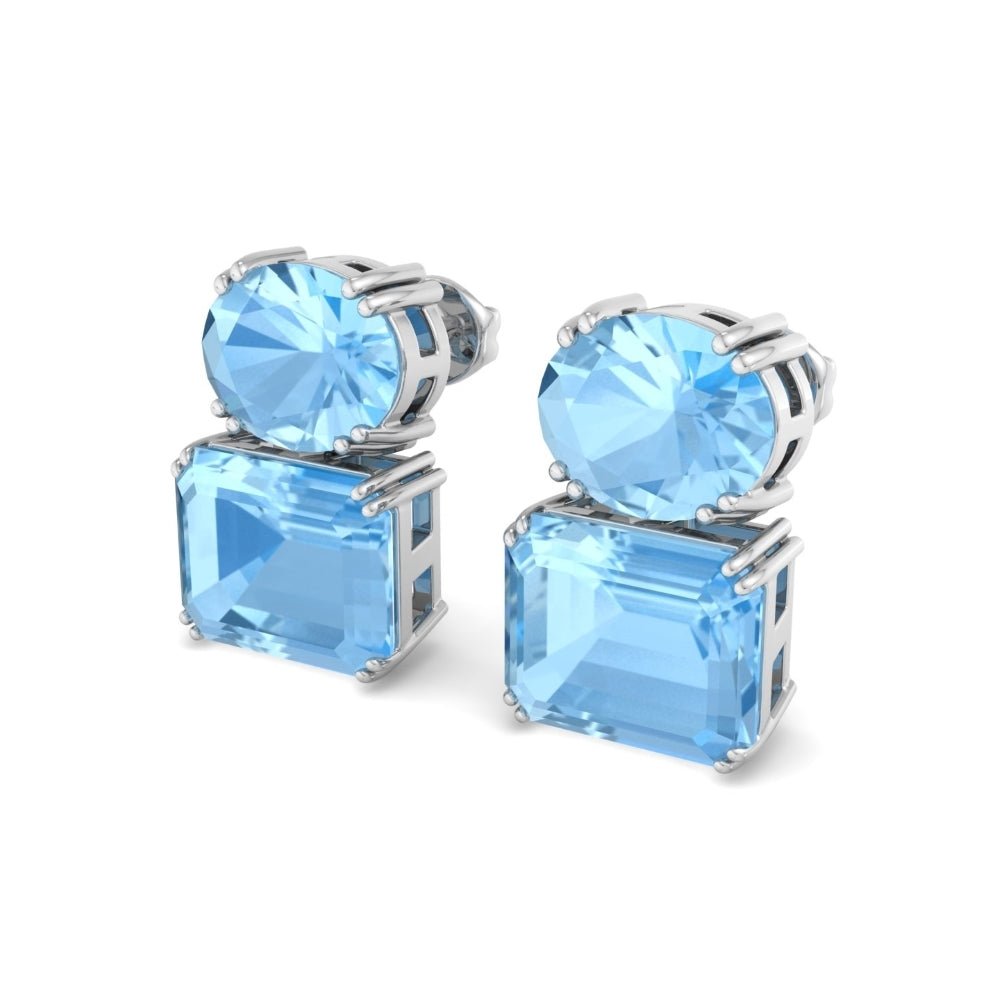 Aqua Blue Vintage Clip-on Dangle Earrings