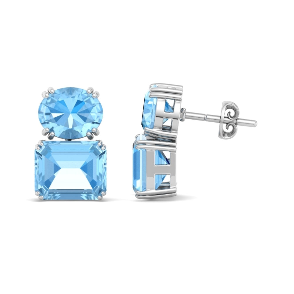 Aqua Blue Vintage Clip-on Dangle Earrings