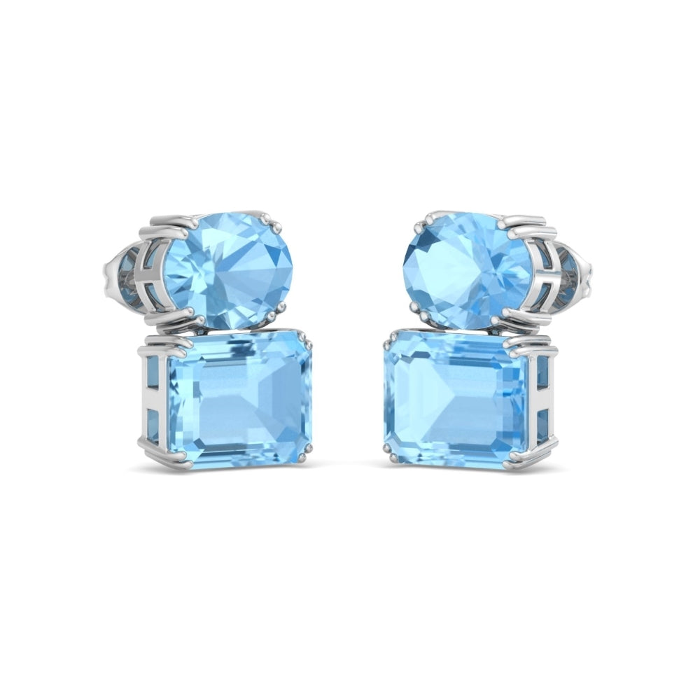 Aqua Blue Vintage Clip-on Dangle Earrings