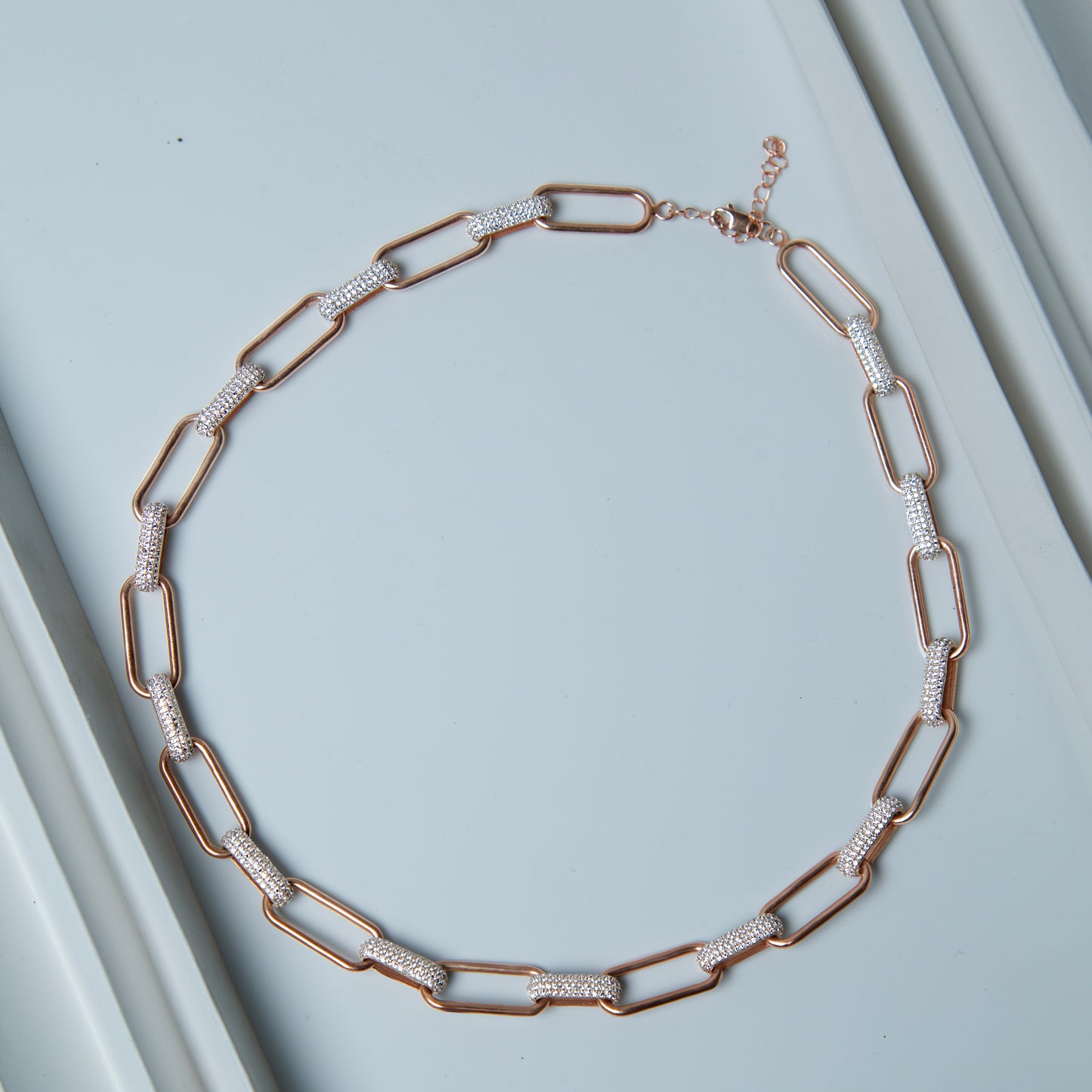 Rose Gold and Silver Bling Chain Necklace