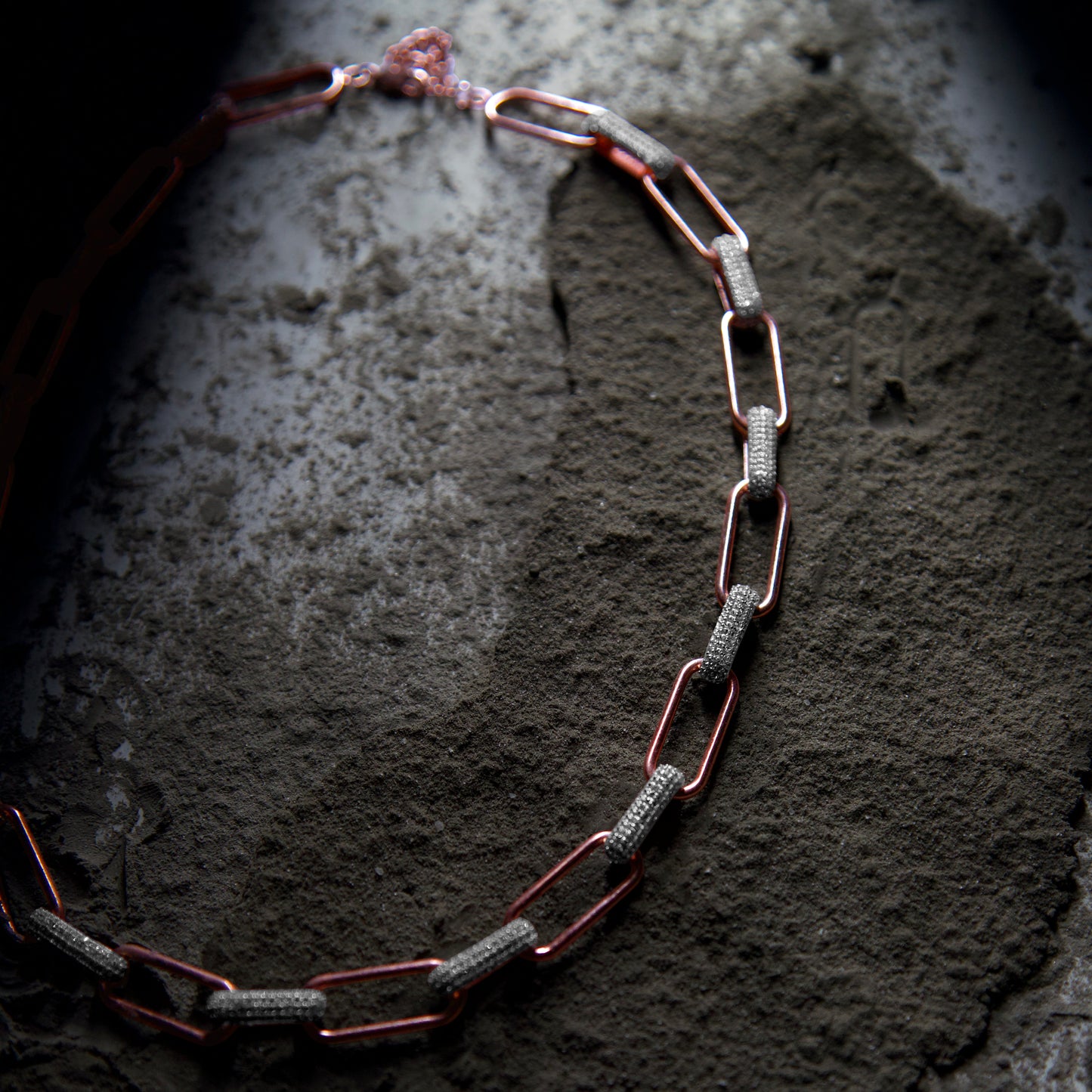 Rose Gold and Silver Bling Chain Necklace