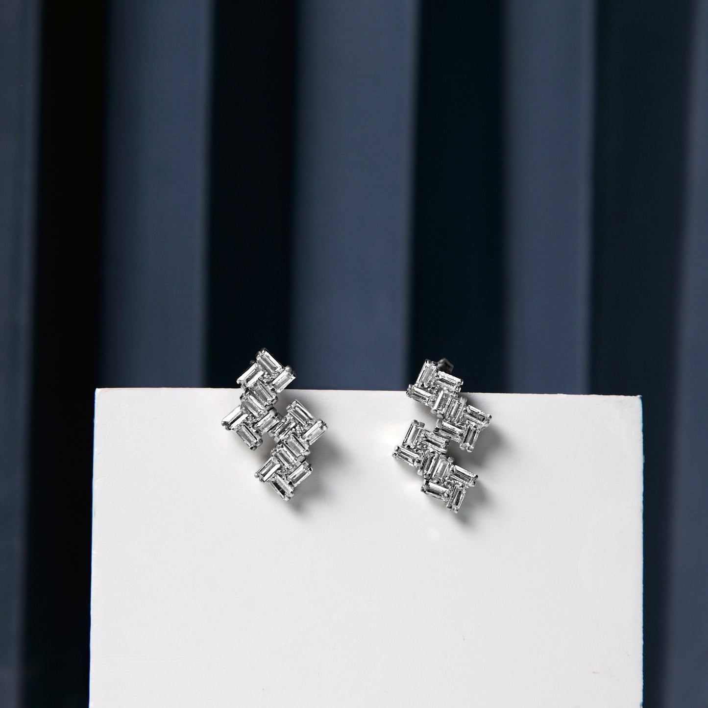 Baguette-Cut Geometric Designed Earrings