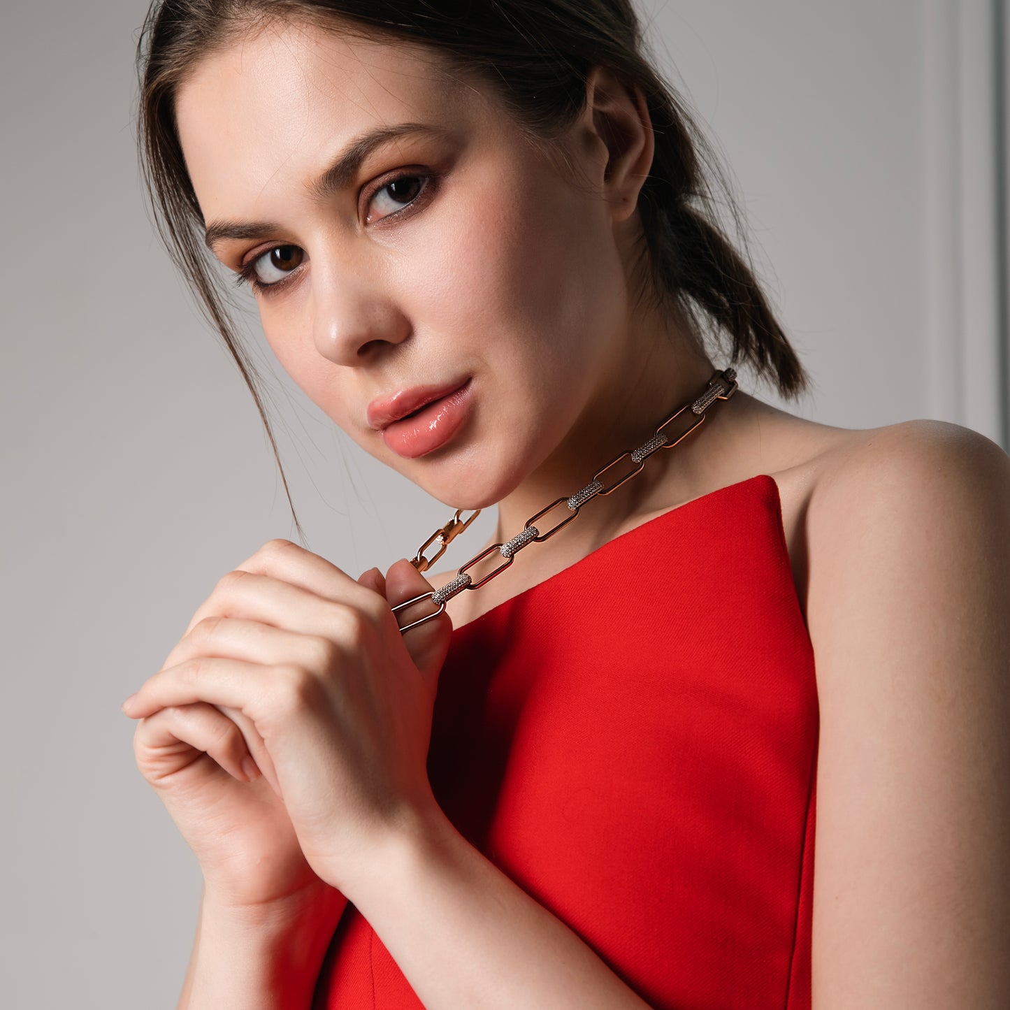 Rose Gold and Silver Bling Chain Necklace
