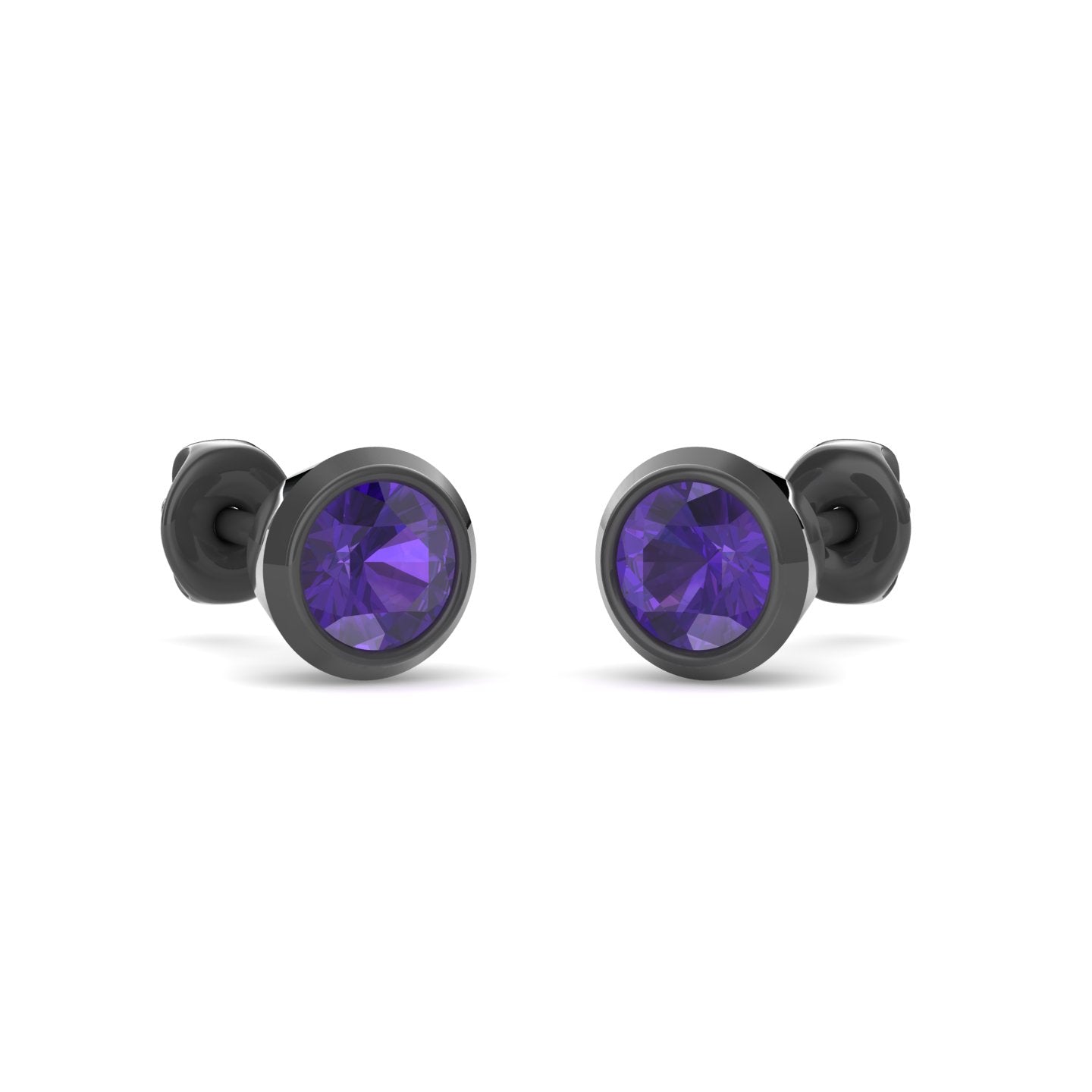 Dexter Minimal Black Amethyst Studs- Fine Ruthenium-Plated. Indulge in the enigmatic allure of Dexter Minimal Black Amethyst ...