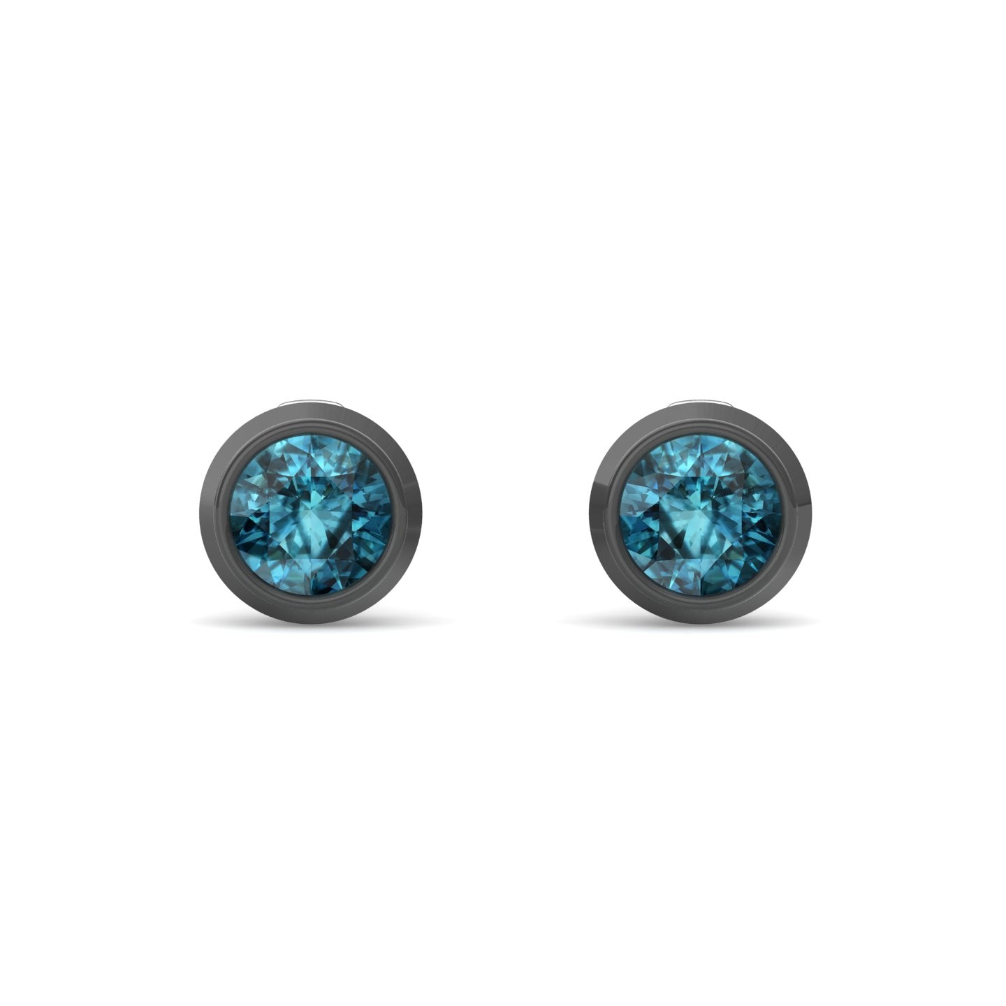 Dexter Minimal Black Blue Topaz Studs- Fine Ruthenium-Plated. Experience the mesmerizing allure of the ocean with Dexter Mini...
