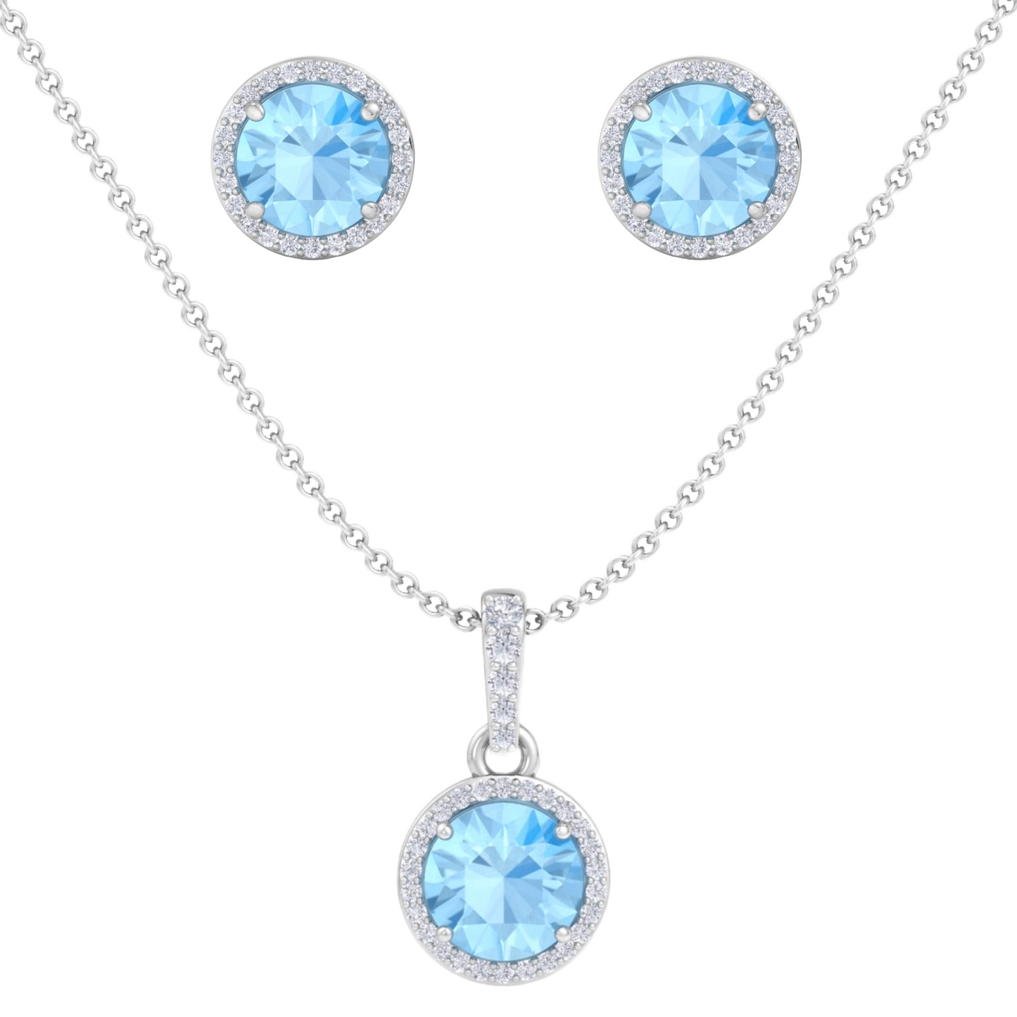 Éste Brilliant Cut Aqua Blue Pendant Set In Silver -925 Sterling Silver