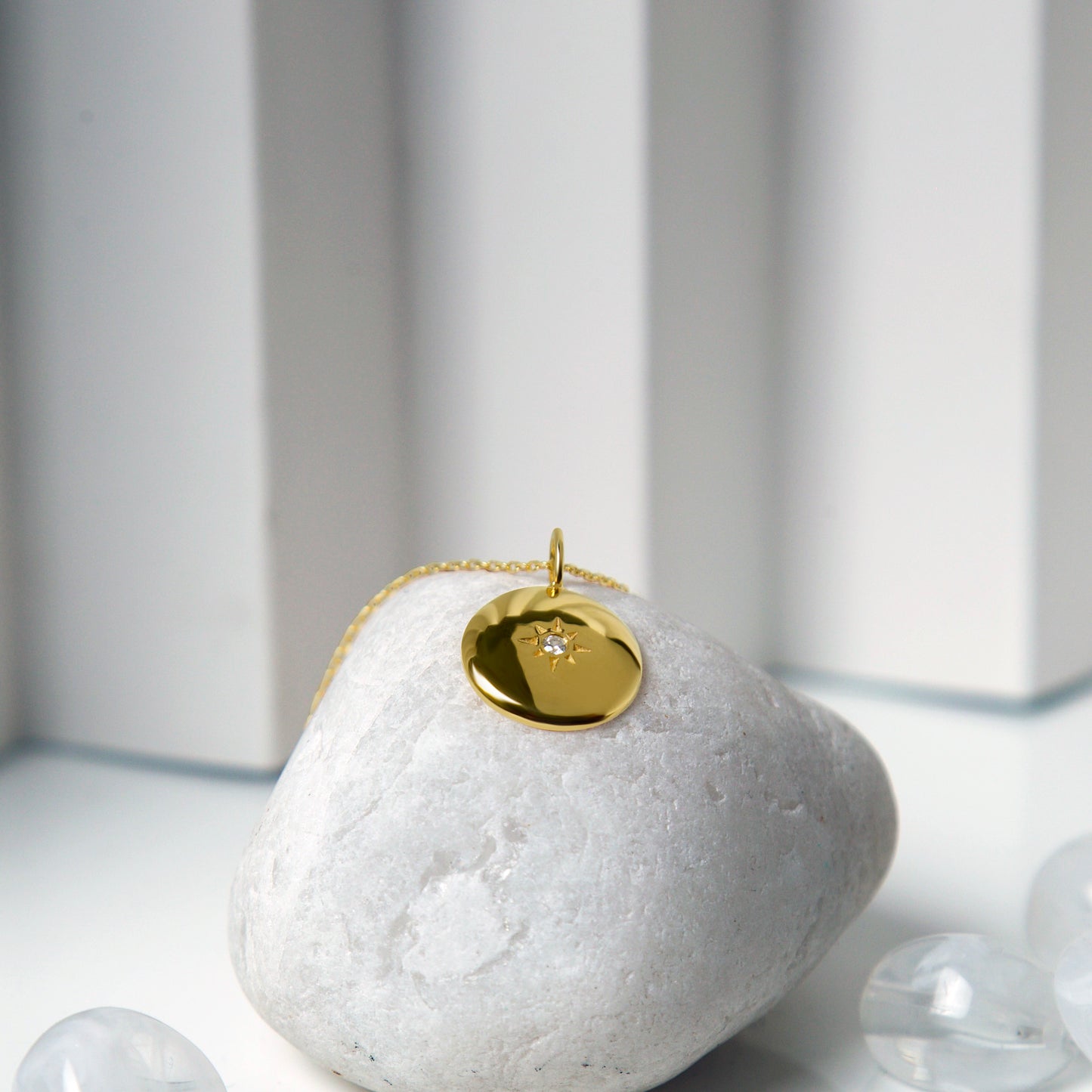 Stardust Disc Charm Gold Necklace - 18K Gold Plated