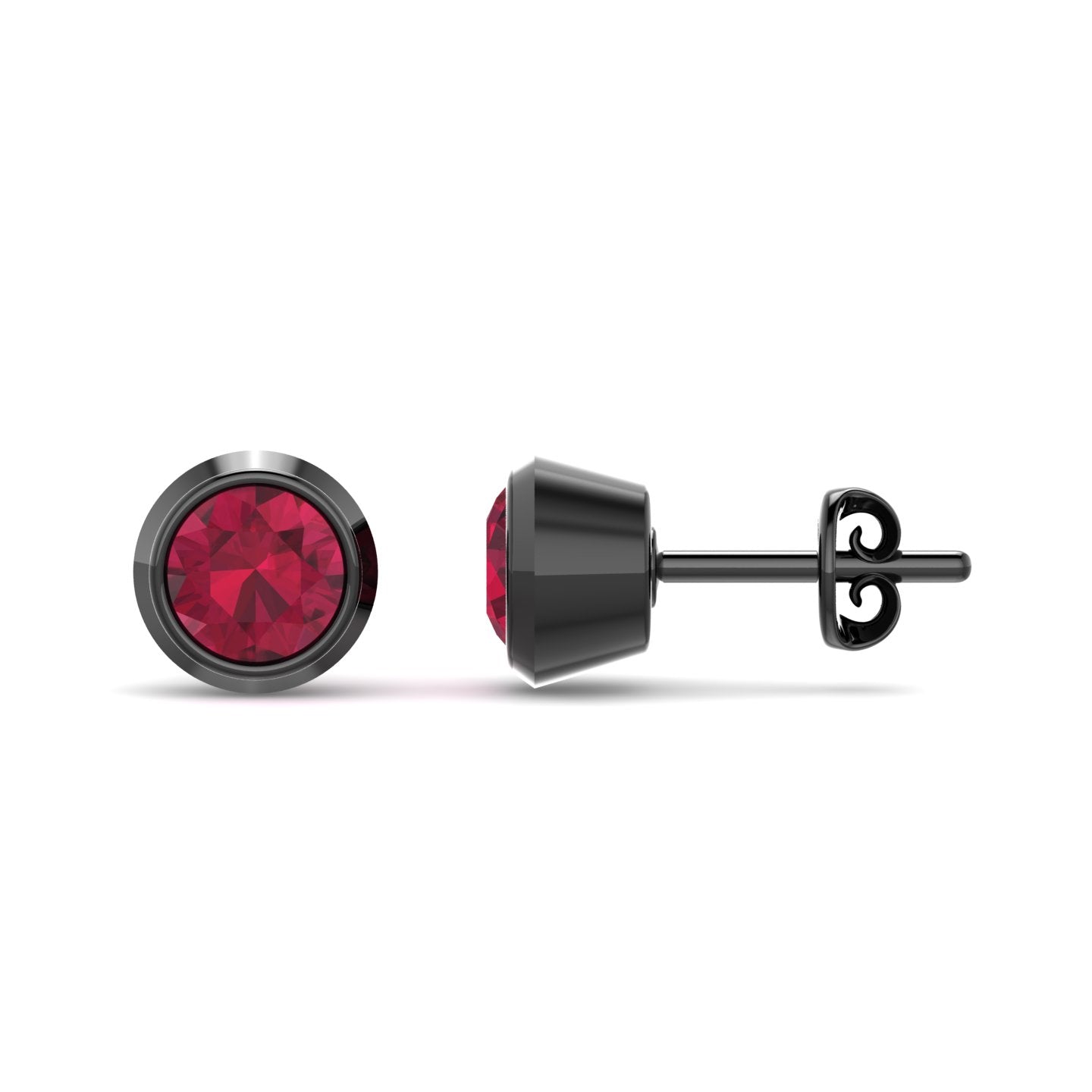 Dexter Minimal Black Ruby Studs- Fine Ruthenium Plated