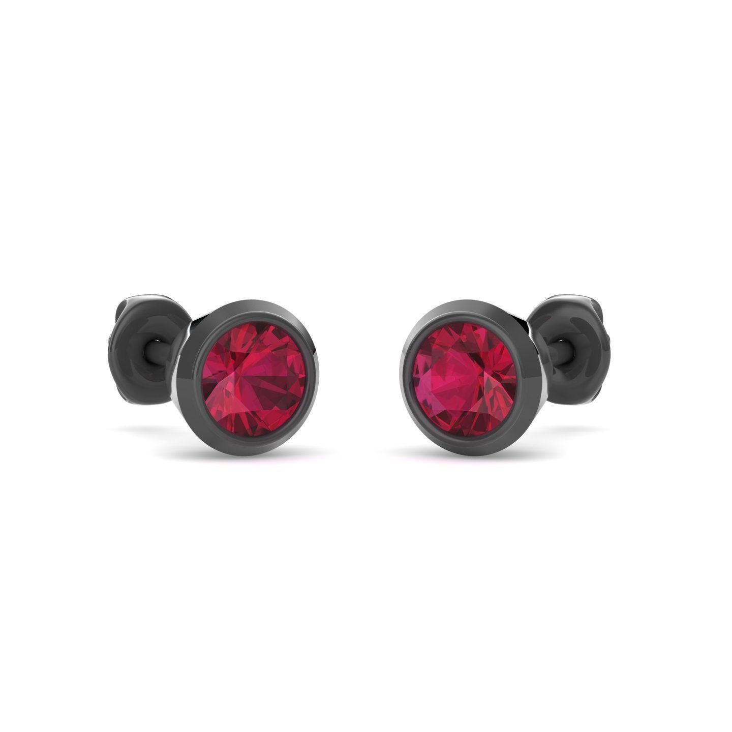 Dexter Minimal Black Ruby Studs- Fine Ruthenium Plated