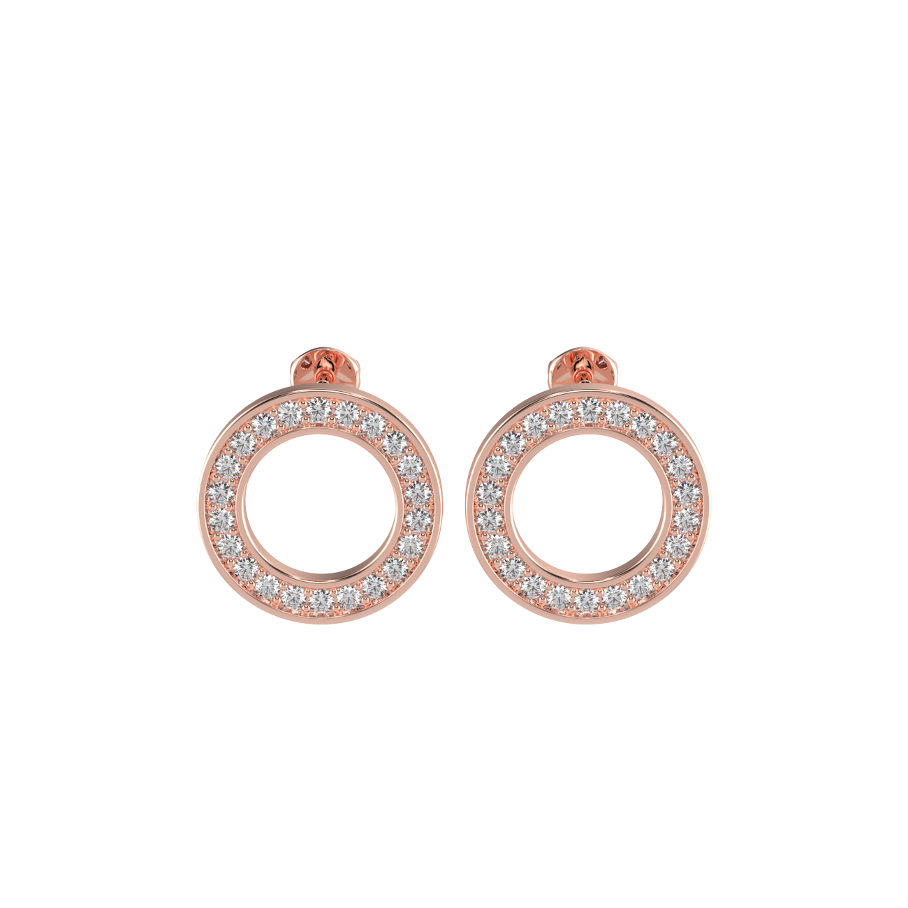 sparkling circle stud earrings - 18k rose gold plated