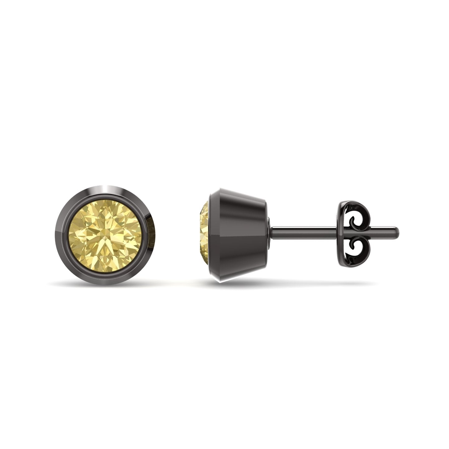 Dexter Minimal yellow citron Studs- Fine Ruthenium-Plated