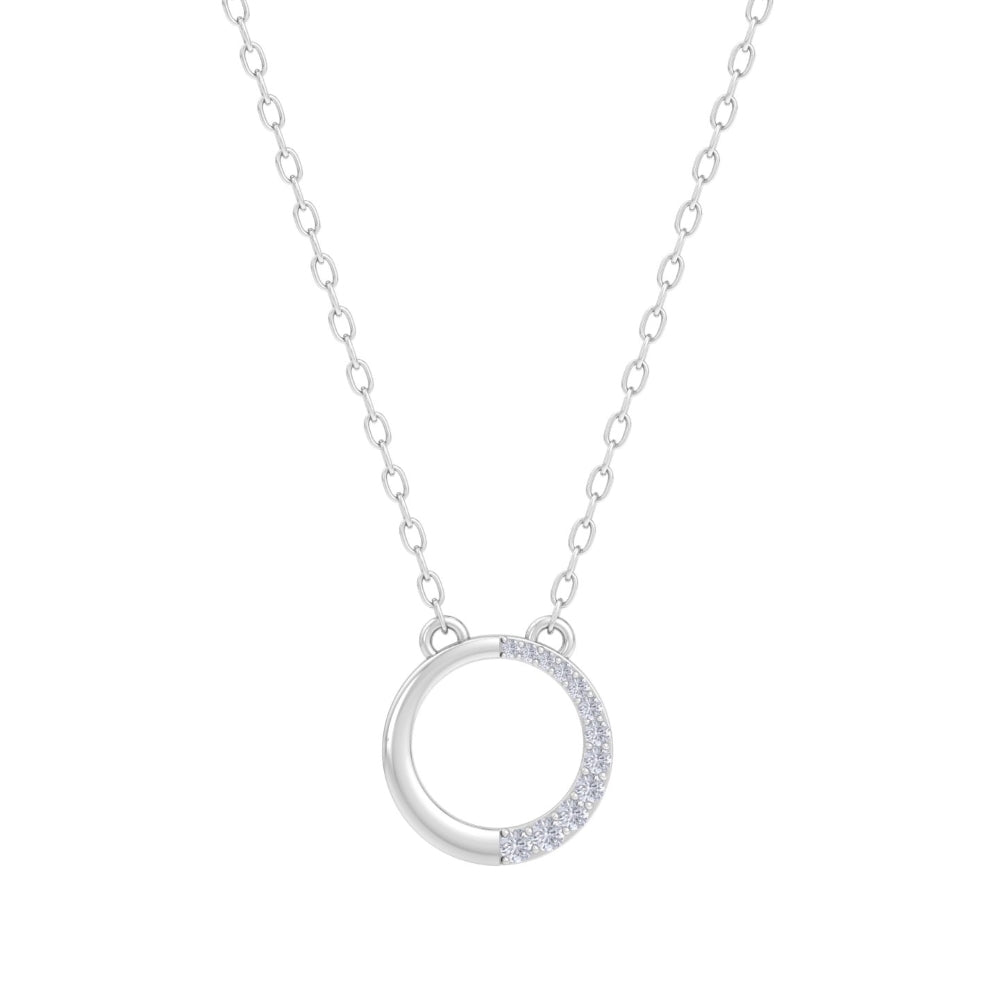 Silver Half Moon Studded Pendant - 925 Sterling Silver. The Silver Half Moon Studded Pendant features a delicate and elegant ...