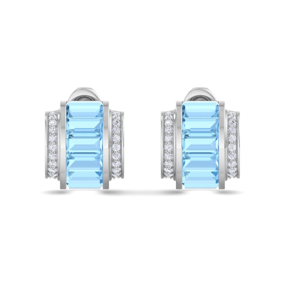 Vintage Art Deco Aquamarine Blue Earrings