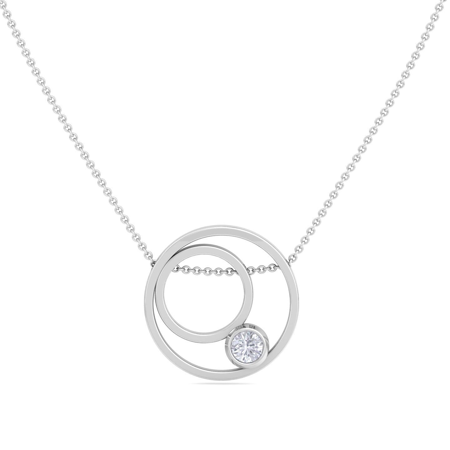 Double Circle Love Solitaire Pendant In Silver -925 Sterling Silver. Drawing inspiration from the profound bond shared betwee...