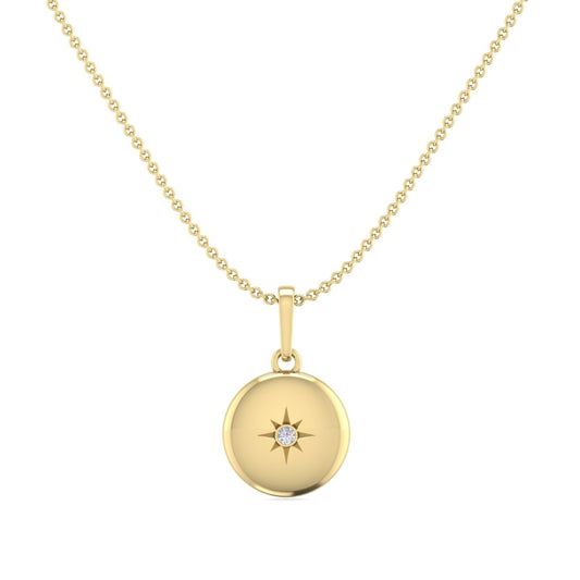 Stardust Disc Charm Gold Necklace - 18K Gold Plated. Imagine gazing up at the heavens, where millions of stars twinkle and sh...