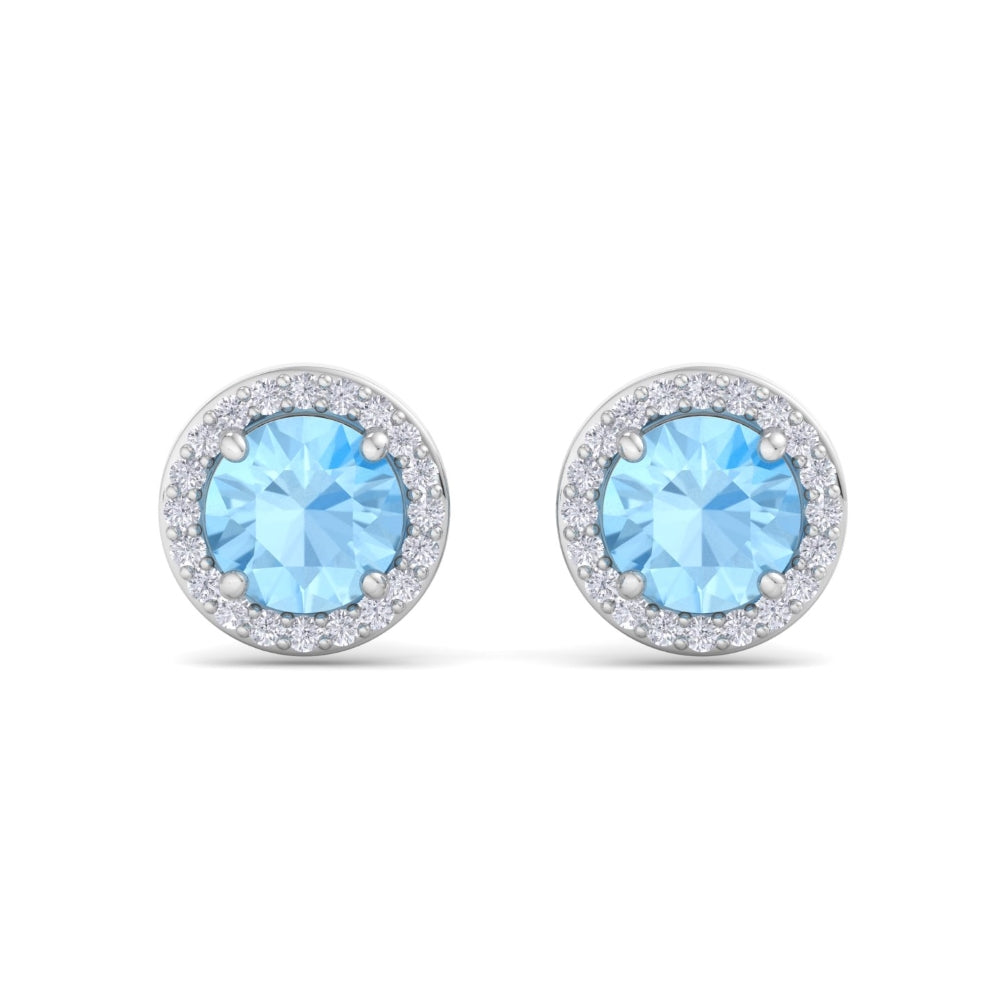 The Halo Pave Blue Moon Stud Earrings. Drawn from the captivating allure of the ocean, the Aqua Blue Stud Earrings feature ex...