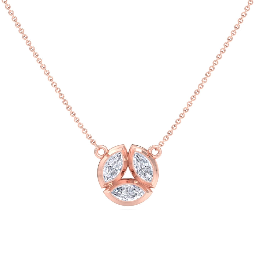 Bezel Marquise Cut Rose Gold Pendant - 18k Rose Gold Plated. This special shape, with its curved silhouette and pointed ends,...