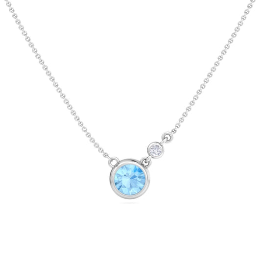 Lucent Aquamarine Blue Signature Love Pendant In Silver - 925 Sterling Silver. A stunning piece that combines elegance and se...