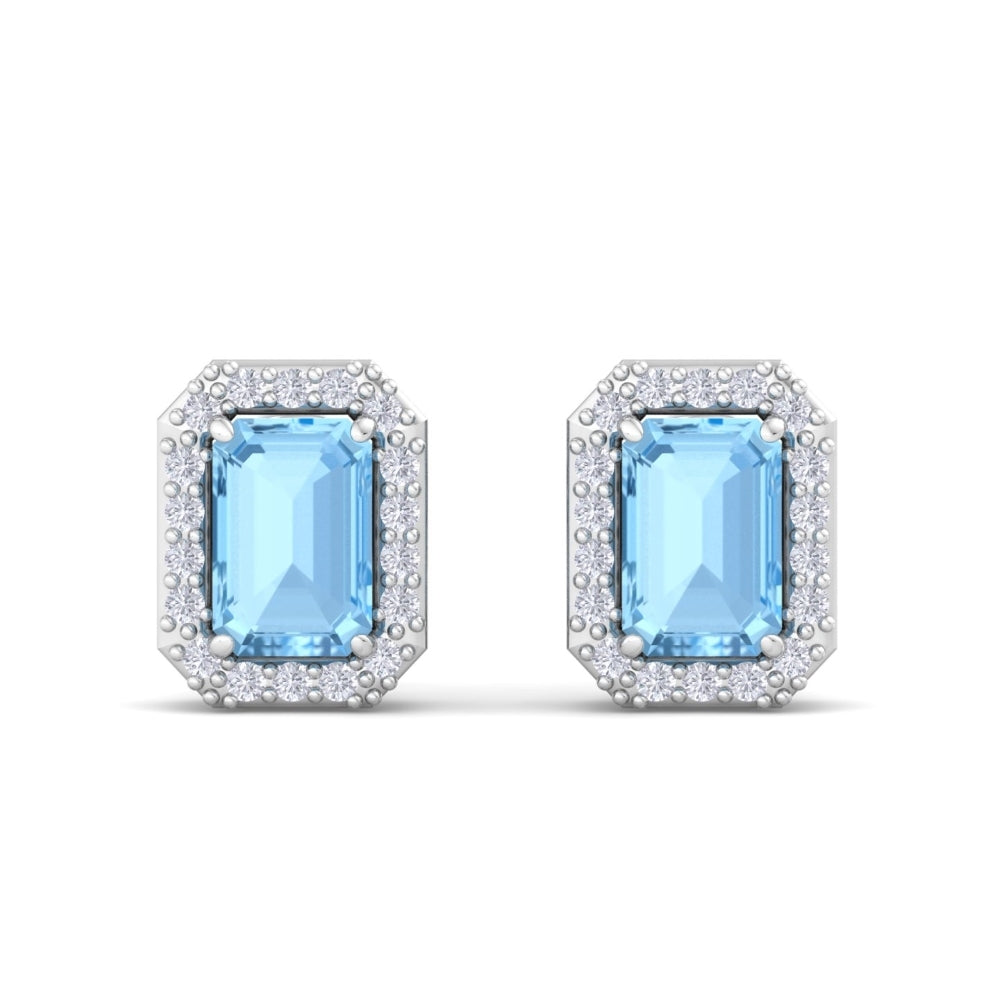 Eva Baguette Cut Blue Earrings In Silver- 925 Sterling Silver. These earrings are not just a piece of jewellery; they are a s...