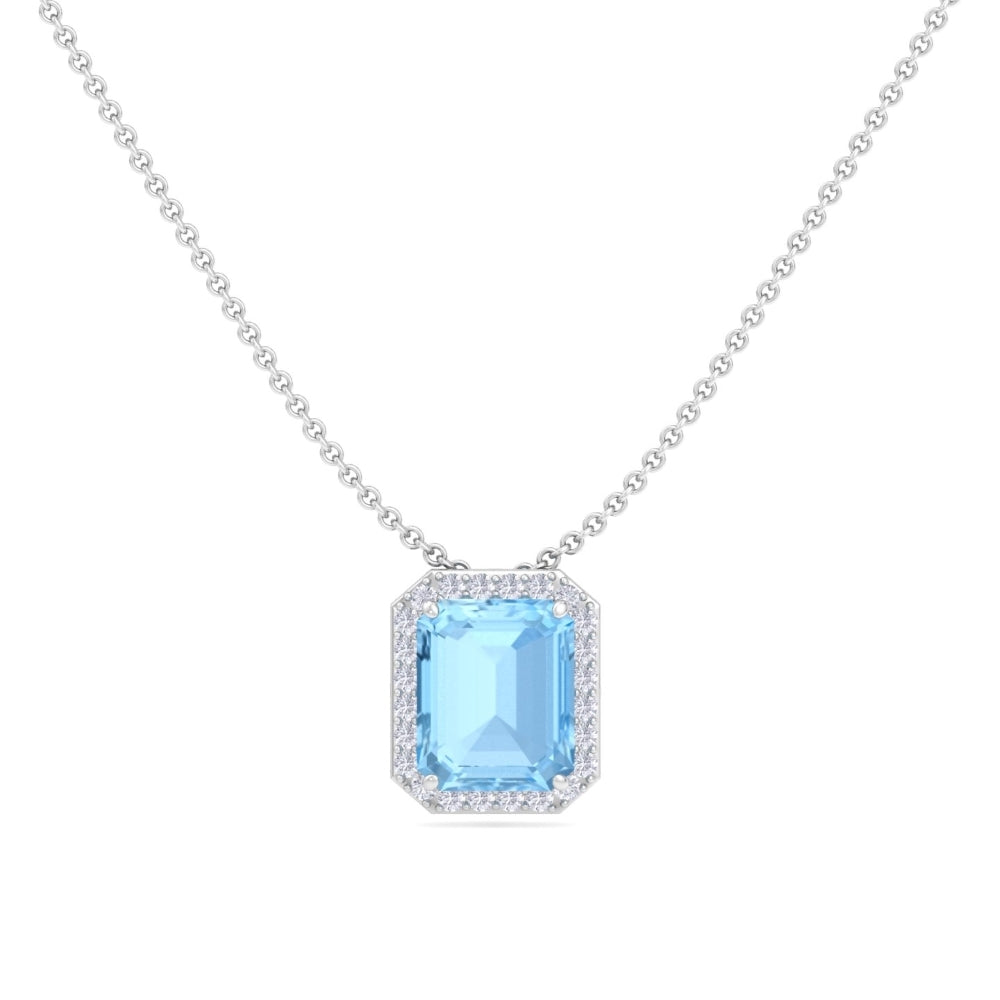 Estella Baguette Cut Aqua Blue Pendant In Silver - 925 Sterling Silver. A revolutionary blend of technology and elegance, thi...