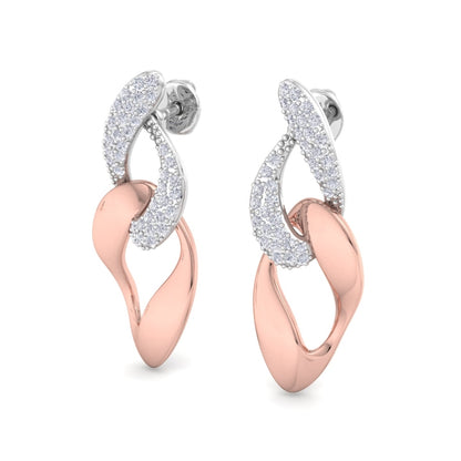 Elle Dazzling Drop Swirly Earrings - 18K Rose Gold Plated And 925 Sterling Silver