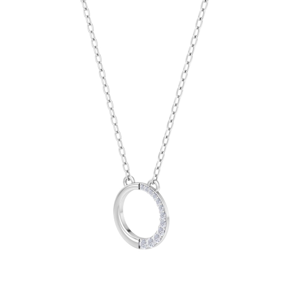 Silver Half Moon Studded Pendant - 925 Sterling Silver