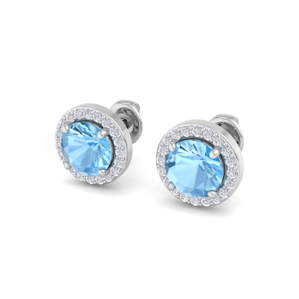 The Halo Pave Blue Moon Stud Earrings