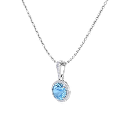 Éste Brilliant Cut Aqua Blue Pendant In Silver -925 Sterling Silver