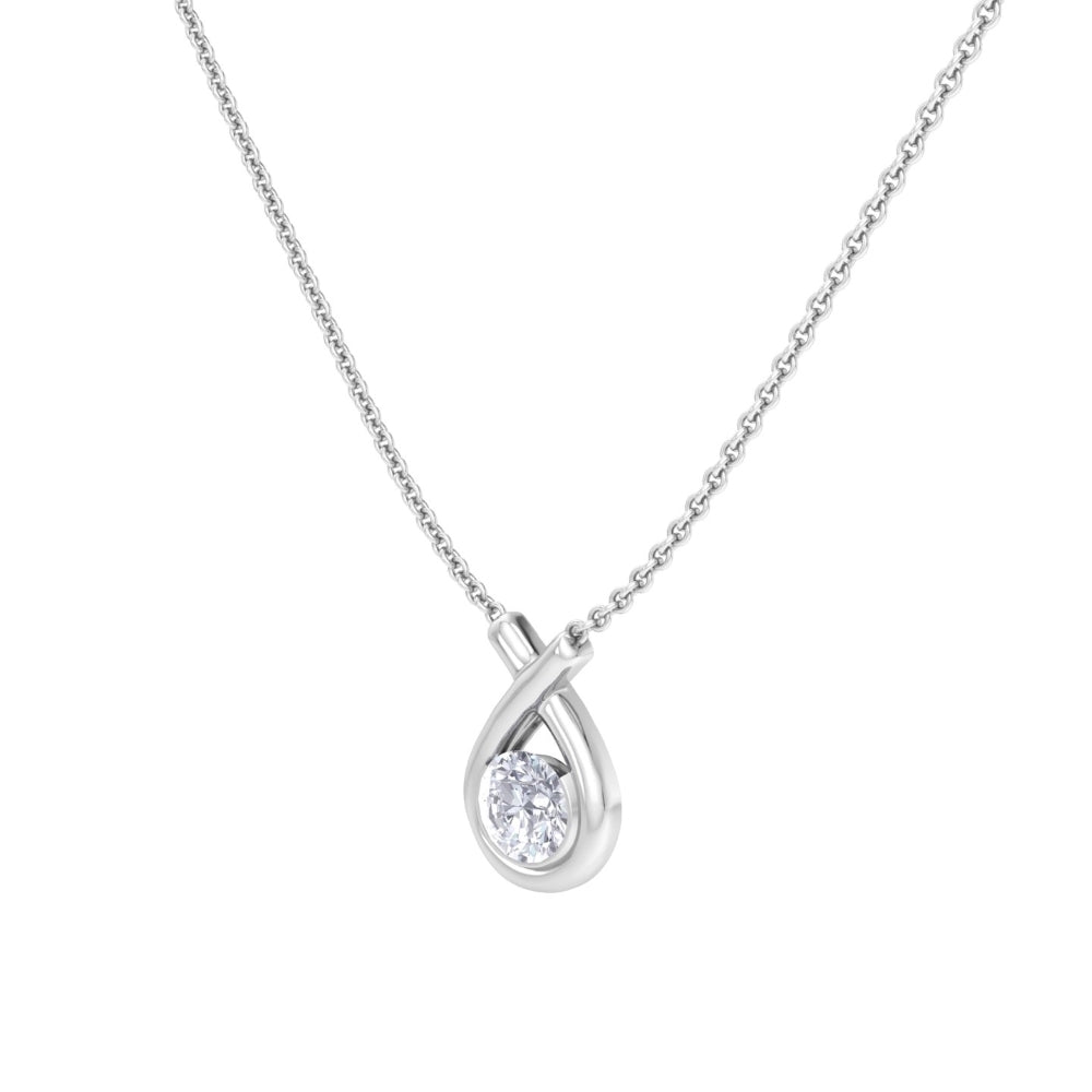 Vera Solitaire Pear Drop Pendant In Silver - 925 Sterling Silver