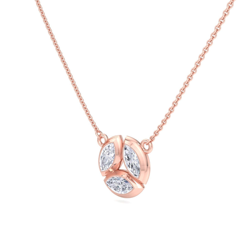 Bezel Marquise Cut Rose Gold Pendant - 18k Rose Gold Plated