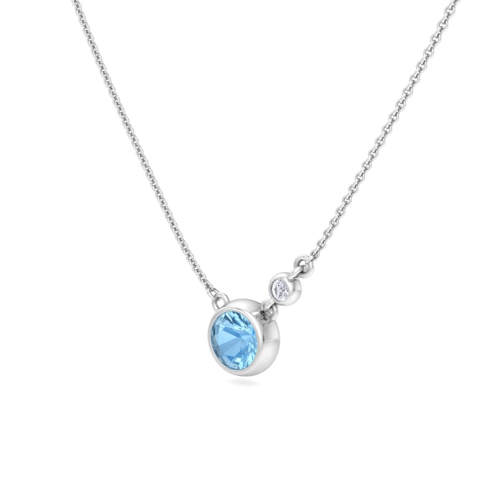 Lucent Aquamarine Blue Signature Love Pendant In Silver - 925 Sterling Silver