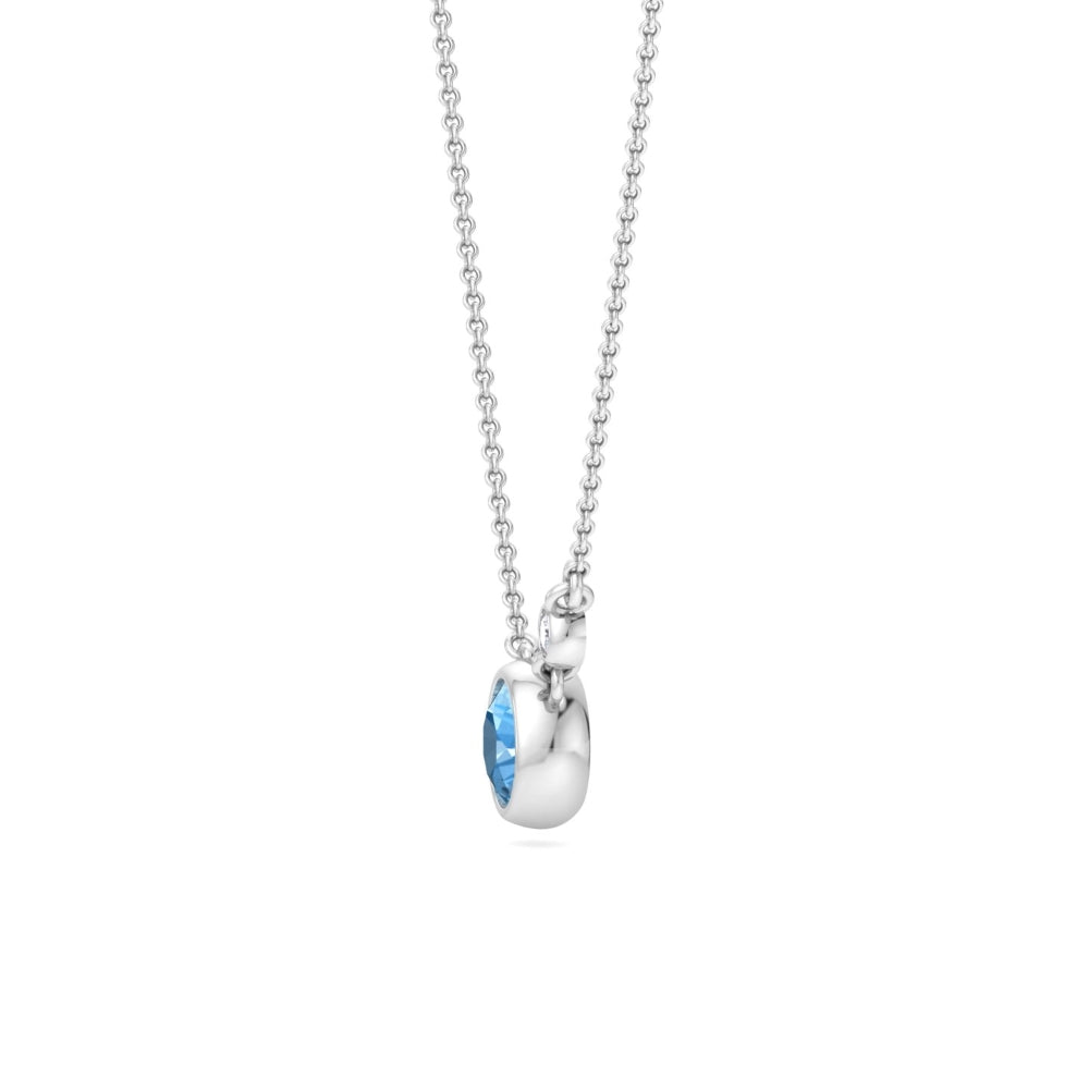 Lucent Aquamarine Blue Signature Love Pendant In Silver - 925 Sterling Silver