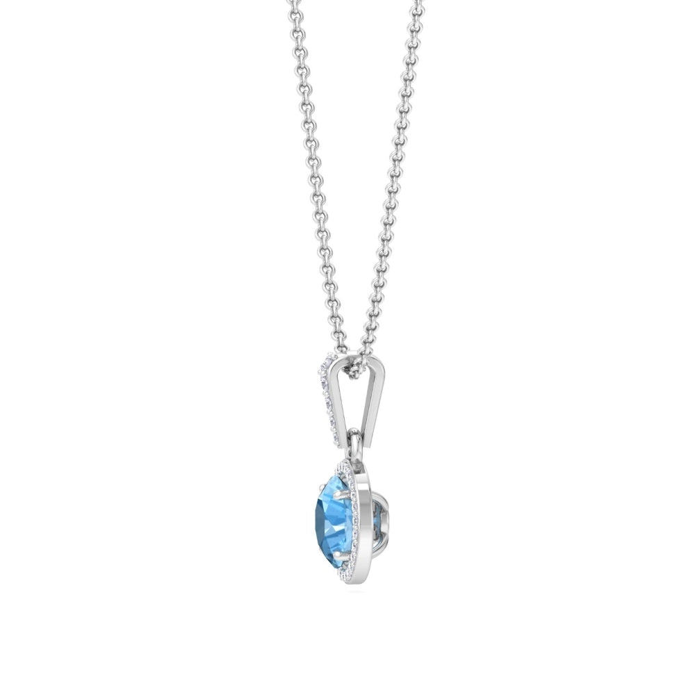 Éste Brilliant Cut Aqua Blue Pendant In Silver -925 Sterling Silver