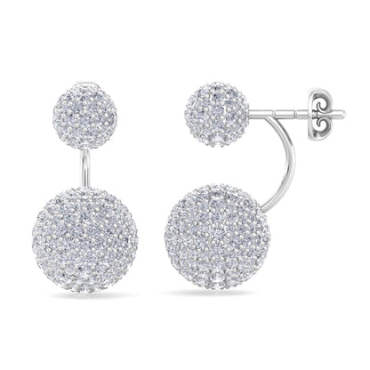 Louis Shimmering Front and Back Silver Earrings