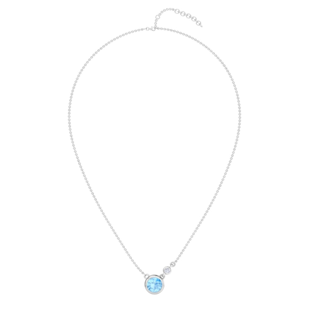 Lucent Aquamarine Blue Signature Love Pendant In Silver - 925 Sterling Silver