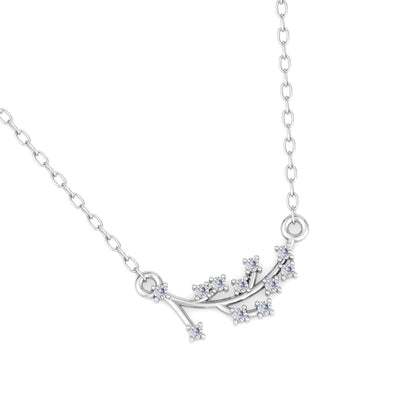 Classic Olive Leaf Branch Pendant In Silver - 925 Sterling Silver