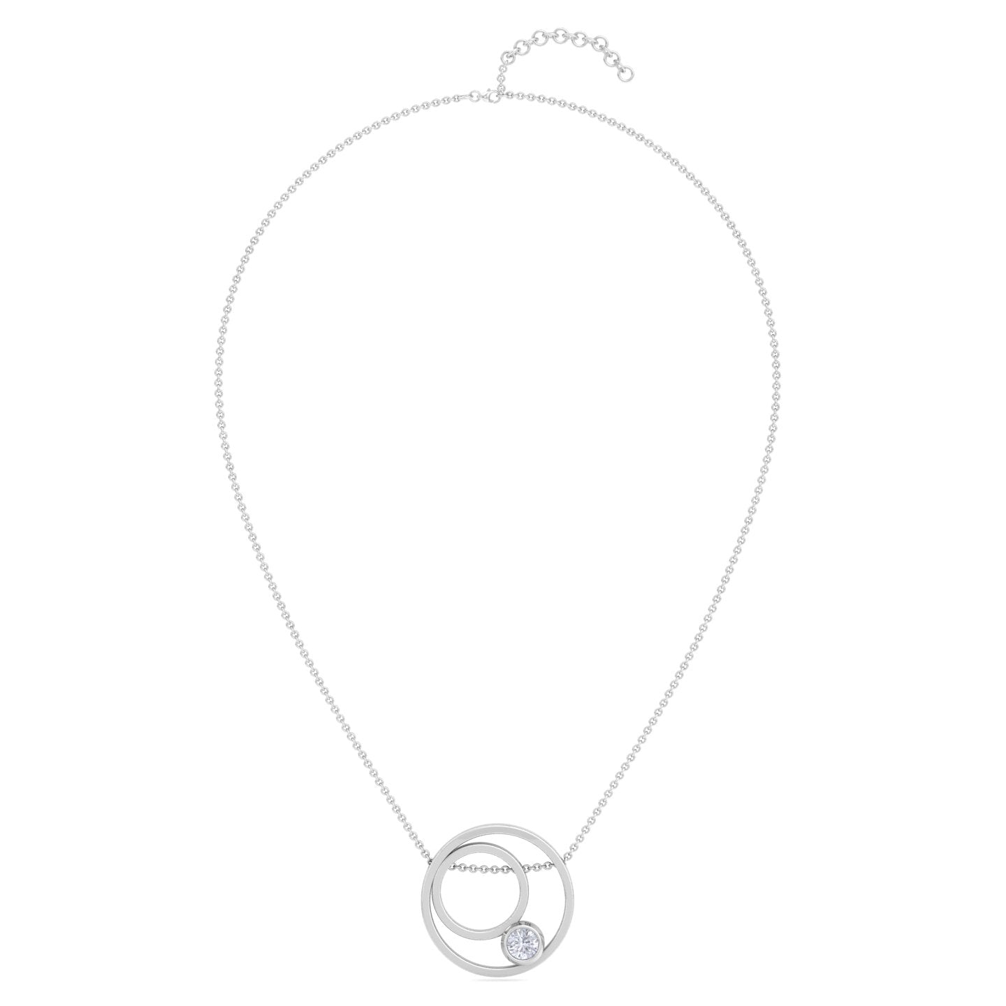 Double Circle Love Solitaire Pendant In Silver -925 Sterling Silver