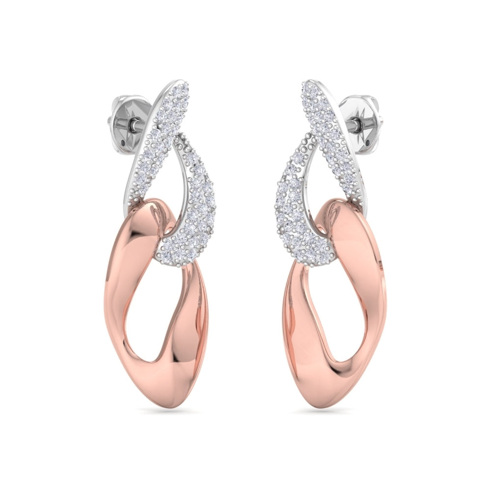 Elle Dazzling Drop Swirly Earrings - 18k Rose Gold Plated And 925 Sterling Silver. Inspired by the fluid movements found in n...