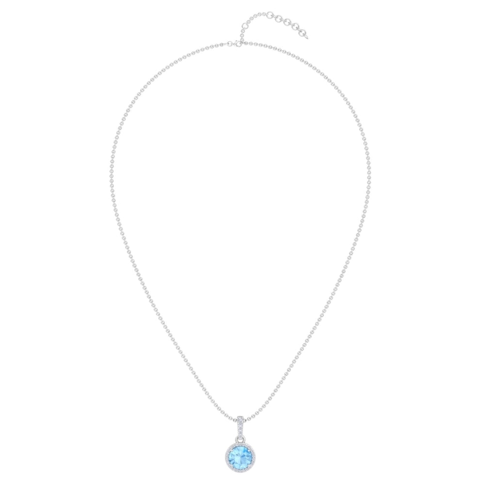 Éste Brilliant Cut Aqua Blue Pendant In Silver -925 Sterling Silver