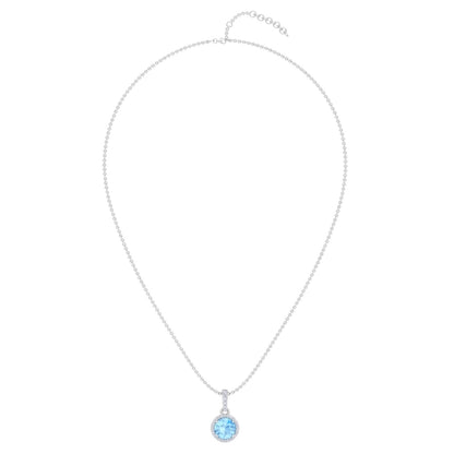 Éste Brilliant Cut Aqua Blue Pendant In Silver -925 Sterling Silver