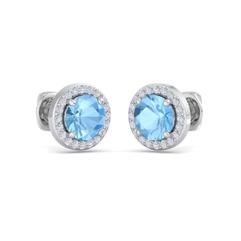 The Halo Pave Blue Moon Stud Earrings