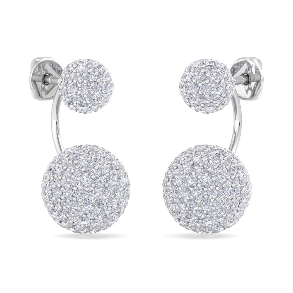 Louis Shimmering Front and Back Silver Earrings