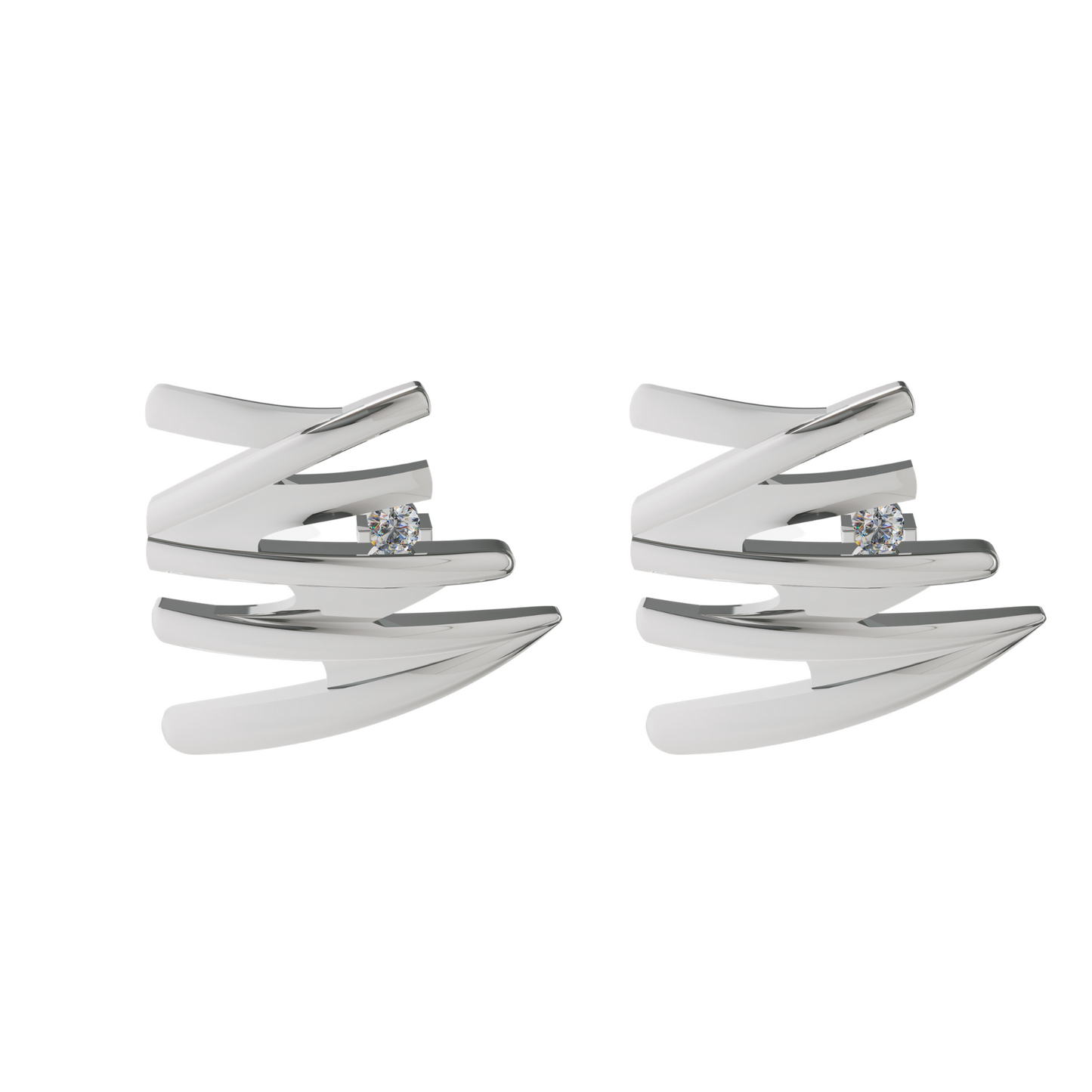 Sterling Connected Solitaire Earrings In Silver