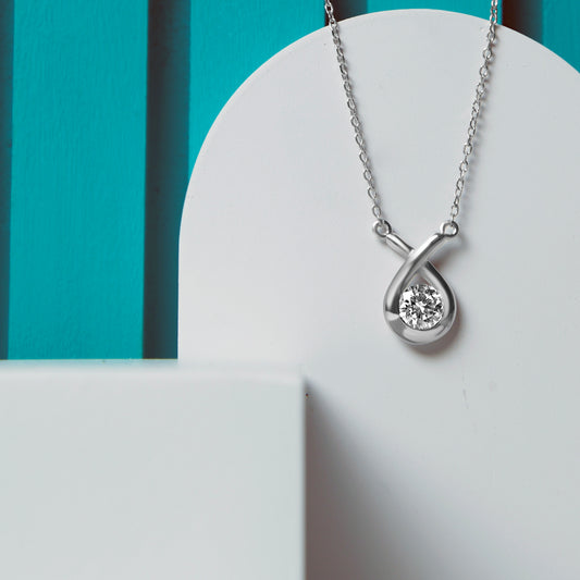 Vera Solitaire Pear Drop Pendant In Silver - 925 Sterling Silver