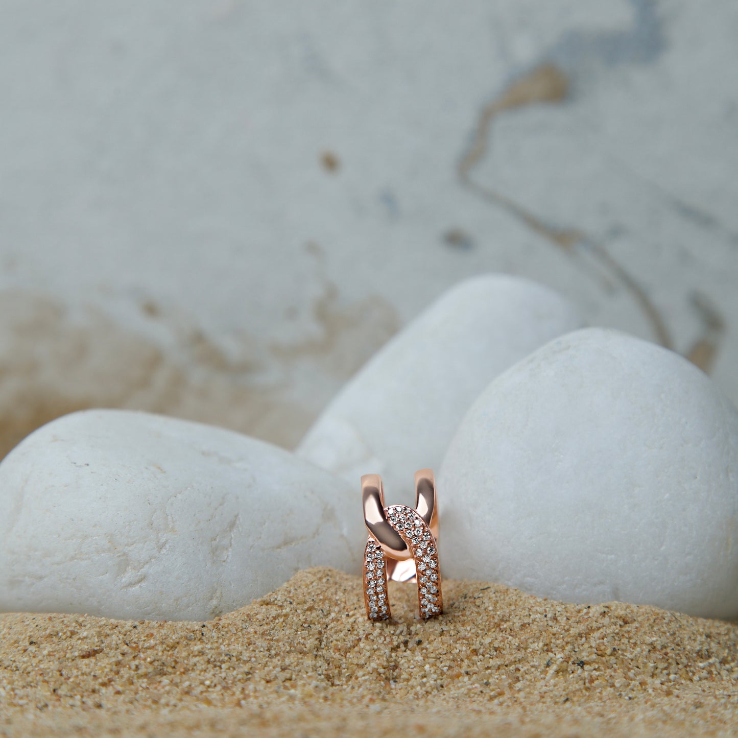 Stella Cocktail Entwined Ring - 18K Rose Gold Plated