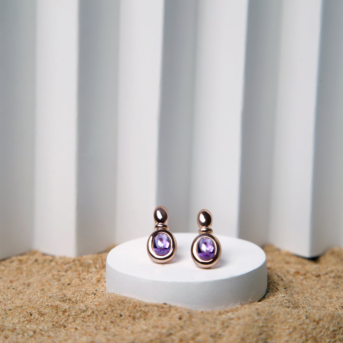 Italian Amethyst Rose Gold Earrings -18K Rose Gold Plated. Indulge in the regal elegance of Italian craftsmanship with our It...