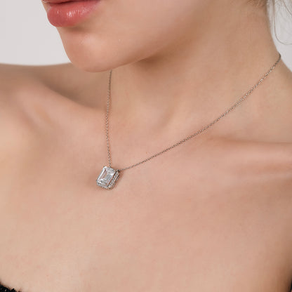 Estella Baguette Cut Silver Pendant