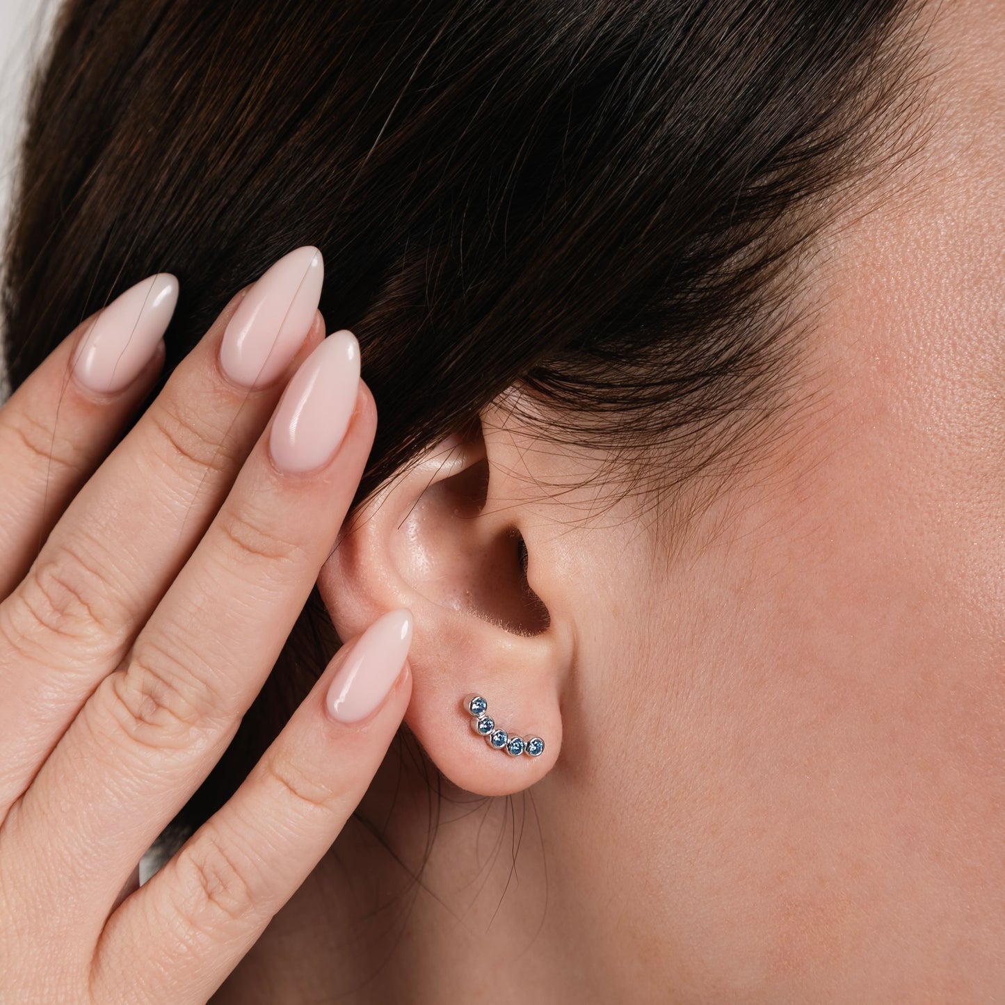 Fancy Blue Climber Stud Earrings - 925 Sterling Silver