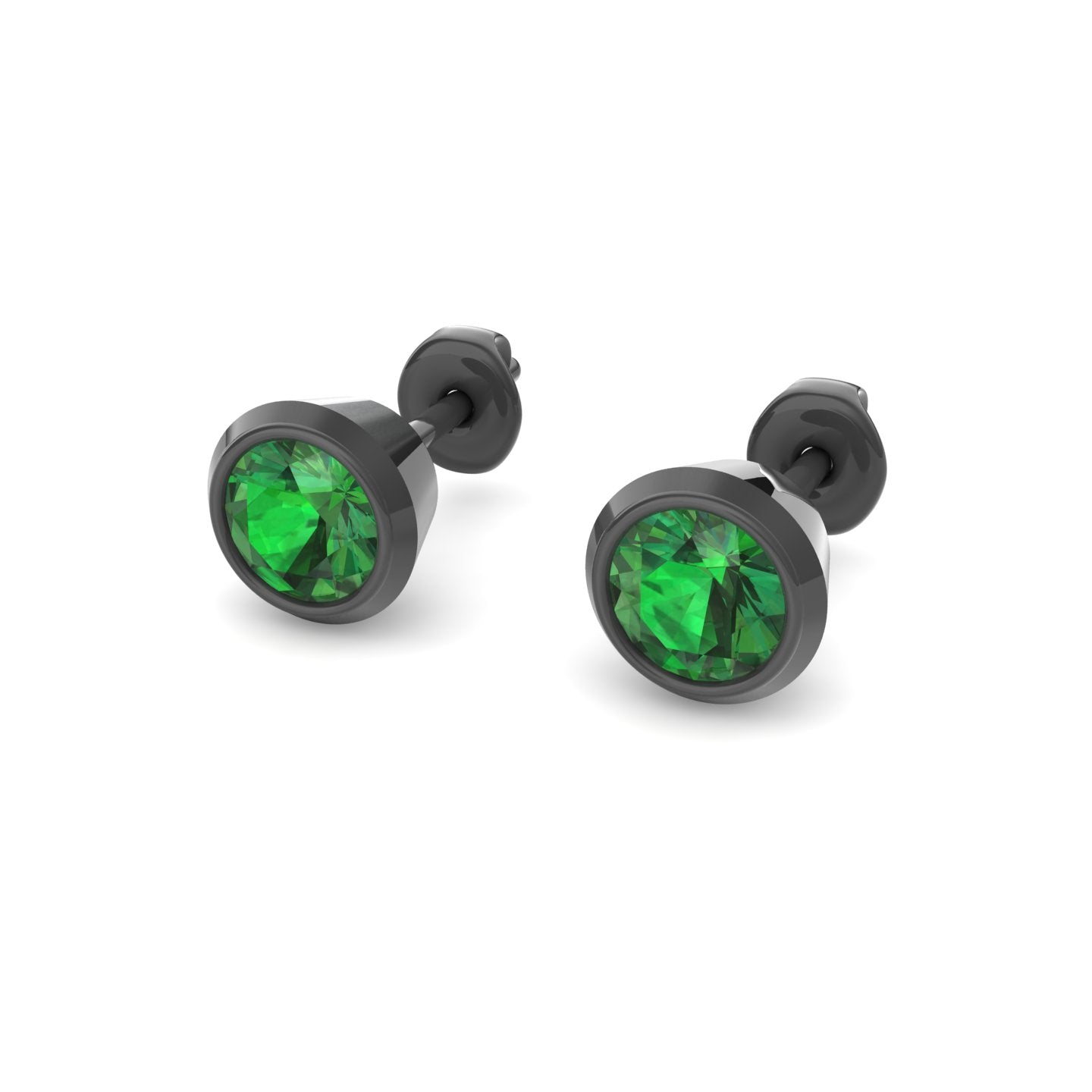 Dexter minimal black emerald studs- fine ruthenium plated